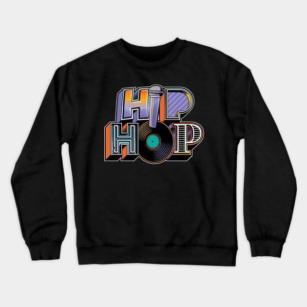 “typo-GRAPHIC-all” Hip Hop v2 Crewneck Sweatshirt by Kevin Adams Designs